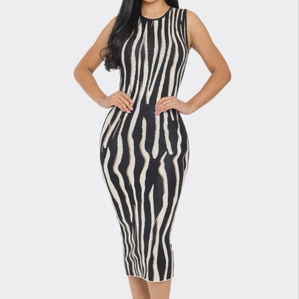 Sweater Midi Print Dress